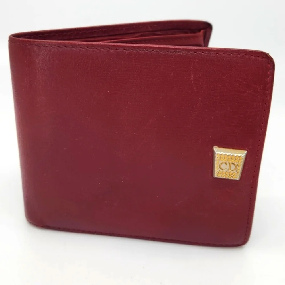 Dior Burgundy Wallet with Gold “CD” Accent. Good condition.